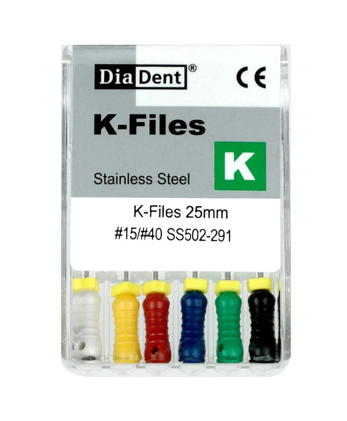 K-Files #25mm Stainless Steel Hand files 6/pk (KFiles) DiaDent