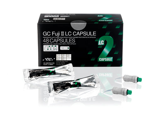 Fuji II LC Shade A2 , Light-Cure Resin Reinforced Glass Ionomer 48 Caps/Pkg