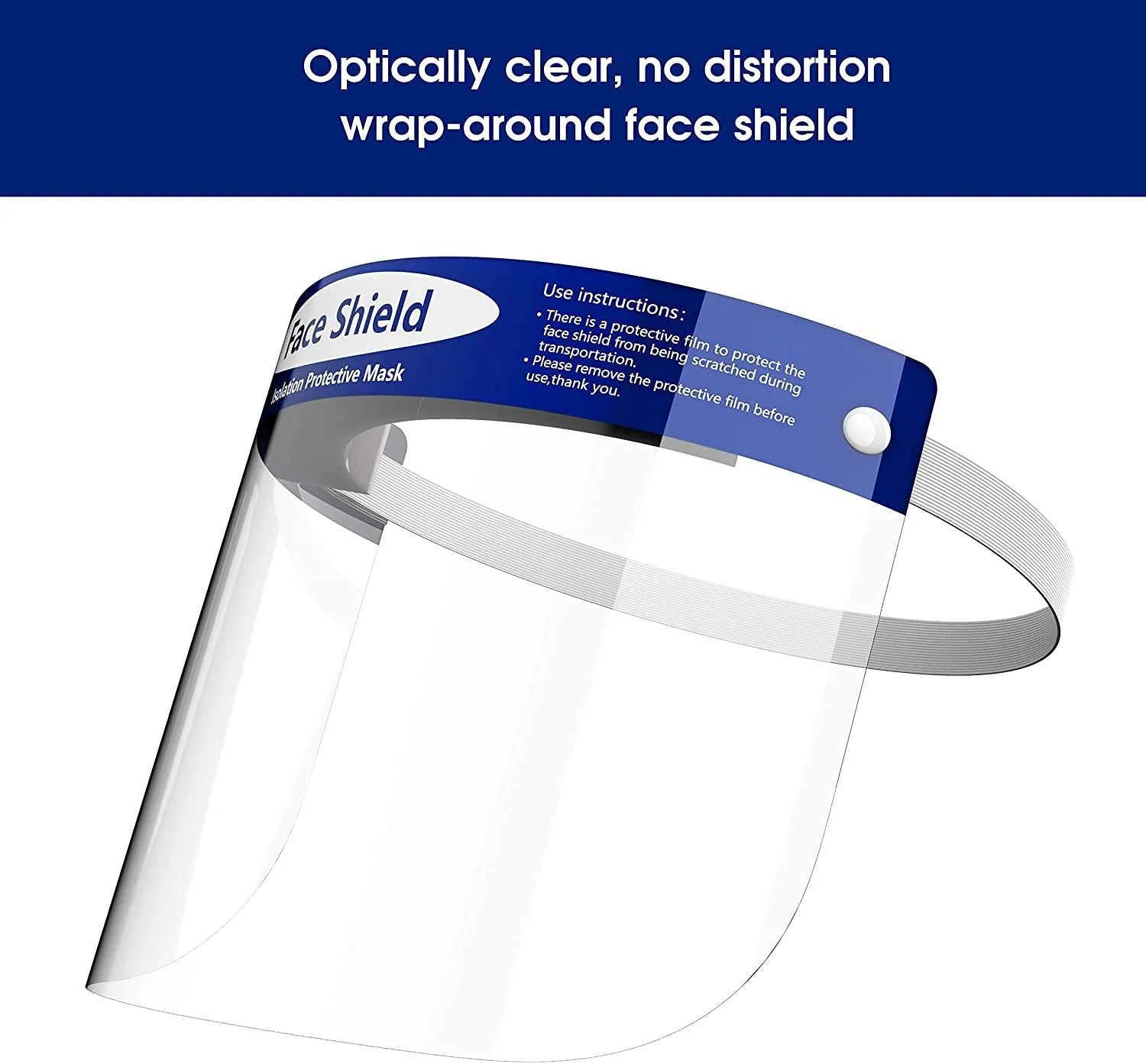 Full Face Shield 10/Pk Protective Clear Film Elastic Band and Comfort Sponge