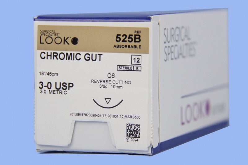 Ethicon Sutures. Chromic Gut. 1654G 4-0 P-3 18" 12/Box